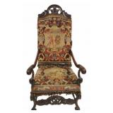 Large Antique Needlepoint Chair.