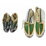 2 Prs of Native American Sioux Beaded Moccasins.