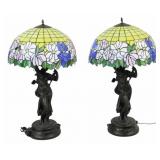 2 Quality Reproduction Figural Lamps With Tiffany