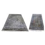 2 Vintage And Finely Hand Knotted Silk Carpets.