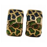 JEWELRY. Elite 14kt Gold and Enamel Earrings.