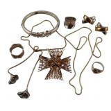 JEWELRY. Sterling, 14kt Gold, and Gilt Jewelry.