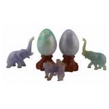 Collection of Green and Lavender Jade Objects.