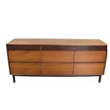Midcentury Walnut 9 Drawer Dresser.