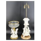 A Bisque Porcelain & Bronze Mounted Crystal Bowl