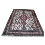 Vintage And Finely Hand Knotted Geometric Carpet