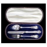 SILVER. Cased English Silver Christening Set.