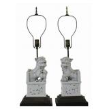Pair of Chinese Blanc de Chine Foo Dogs as Lamps.