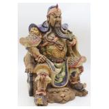 Signed Chinese Shiwan Style Guan Gong Seated
