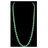 JEWELRY. Graduated Jade Beaded Necklace with 14kt