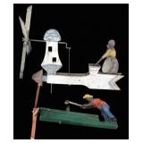 2 Antique Folk Art Whirligigs Black Americana.