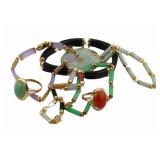 JEWELRY. 14kt Gold and Jade Jewelry Grouping.
