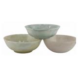 (3) Chinese Carved Jade Bowls.