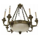 Antique Gilt Bronze 8 Arm Chandelier .