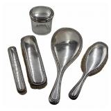 SILVER. 5 Pc. German .800 Silver Vanity Set.