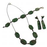 JEWELRY. 3 Pc. Silver and Jade Jewelry Suite.
