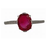 JEWELRY. Platinum and Pink Faceted Gem Ring.