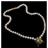 JEWELRY. Signed 18kt Gold, Gem and Pearl Necklace.