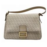 COUTURE. Fendi Beige Zucchino Canvas Purse.