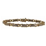 JEWELRY. 14kt Bi-Color Gold and Diamond Bracelet.
