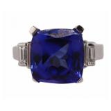 JEWELRY. 14kt Gold Tanzanite and Diamond Ring.