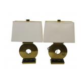 Pair Of Robert Abbey Tic-Tac-Toe Table Lamps.