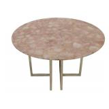 Midcentury Style Rose Quartz & Chrome Table.