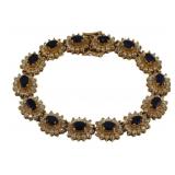 JEWELRY. 13kt Gold, Sapphire and Diamond Bracelet.