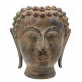 Southeast Asian Patinated Bronze Buddha Head.