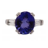 JEWELRY. 14kt Gold Tanzanite and Diamond Ring.