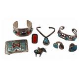 JEWELRY. Southwest Silver Jewelry Grouping.