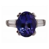 JEWELRY. Signed M&S 14kt Gold Tanzanite & Diamond
