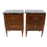 Antique Continental Pair of Marbletop Chests.