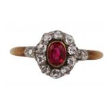 JEWELRY. Antique Ruby and Diamond Ring.