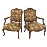 Matched Pair of Louis XV Style Armchairs.