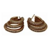 JEWELRY. Pair of 14kt Gold and Diamond Multi-Hoop