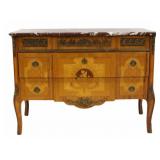 Antique Continental Marbletop Inlaid Commode.