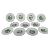 Set Of 11 Wedgwood Smith College Plates Green
