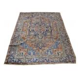 Antique And Finely Hand Knotted Heriz Carpet.