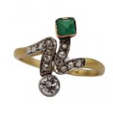 JEWELRY. Platinum Topped 17.5kt Gold Emerald