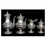 SILVER. (4) Pc. Italian .800 Silver Tea Service.
