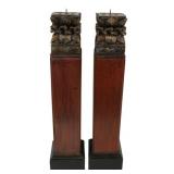 Vintage Pair Of Carved, Paint & Gilt Decorated