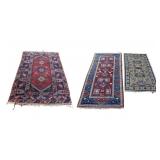 3 Vintage And Finely Hand Knotted Carpets.