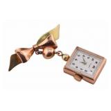 JEWELRY. Gold Two-tone Mechanical Lapel Watch.
