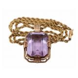 JEWELRY. 14kt Gold Rope Chain and 8kt Gold Pendant