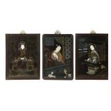 (3) Framed Chinese Reverse Paintings on Glass.