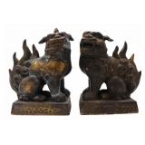 Pair of Chinese Gilt Metal Foo Lions.