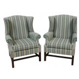Ethan Allen Pair Of Upholstered Wing Back Chairs.