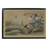 Large Signed Asian Painting of Geese.