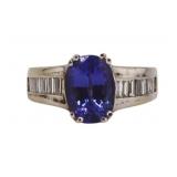 JEWELRY. 14kt Gold, Tanzanite and Diamond Baguette